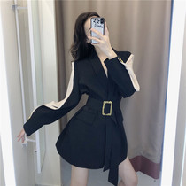 Small suit jacket womens 2021 autumn new Korean version Hepburn wind thin temperament foreign style versatile medium-long jacket