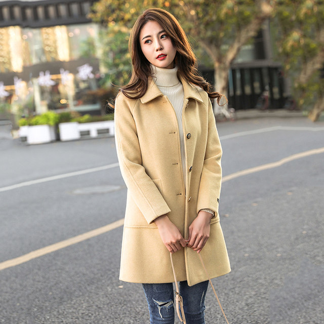 Women's woolen coat mid-length autumn and winter Korean style thickened 2022 new style woolen coat popular for small people this year