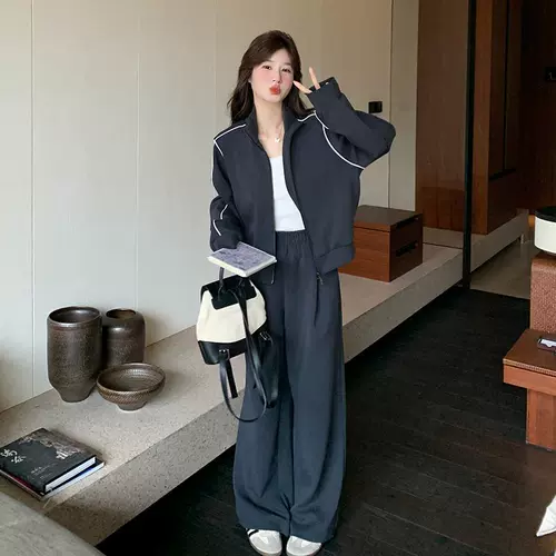 Толстовка для отдыха, спортивный костюм, комплект, в корейском стиле, свободный крой