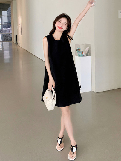 Black Sleeveless Tank Dress for Women, Summer 2025 New Style, French Elegant, High-End, Rich Lady Style, Miu Style A-Line Dress