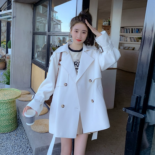 Белый плащ, весенняя осенняя куртка, подходит для подростков, в корейском стиле, яркий броский стиль, изысканный стиль