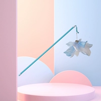 Палка для флирта с кошачьими перьями небесно-голубого цвета