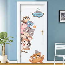 Cartoon door sticker whole wooden door refurbished self-adhesive wall sticker bedroom childrens room door decoration wallpaper on door wallpaper