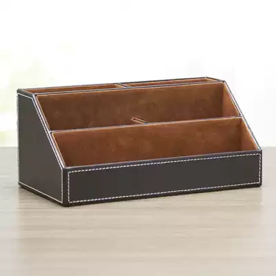 Creative high-end needle pattern leather simple 5 grid storage box coffee table desktop sundries remote control box Teacher's Day gift