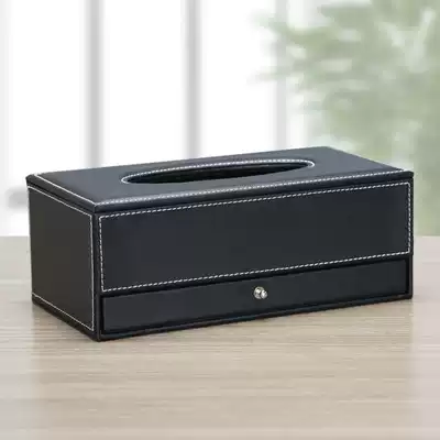 With drawer tissue box business leather sanitary paper box creative napkin box storage office supplies special offer