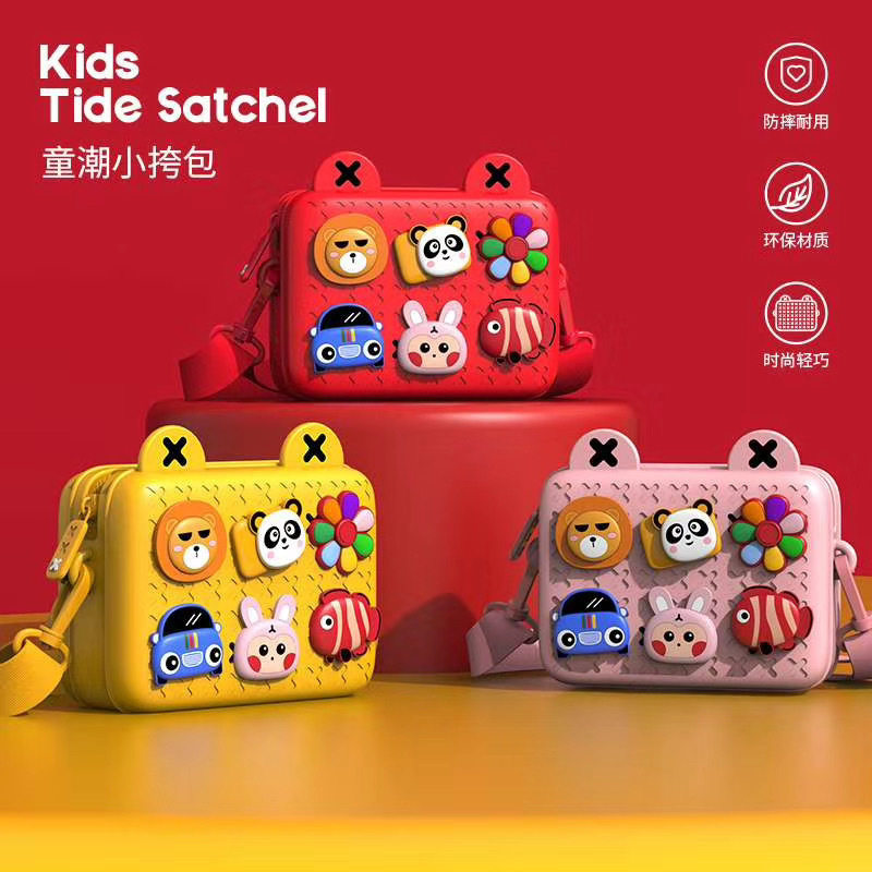 Amkov children small packs of skewed satchel girls fashion cute tennis red baby girl's purse shake sound cartoon tide