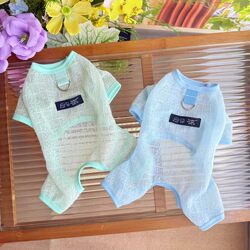 Summer Thin Breathable Hollow Mesh Four-Legged Dog Clothes for Bichon Frise and Pomeranian, Cooling and Anti-Shedding