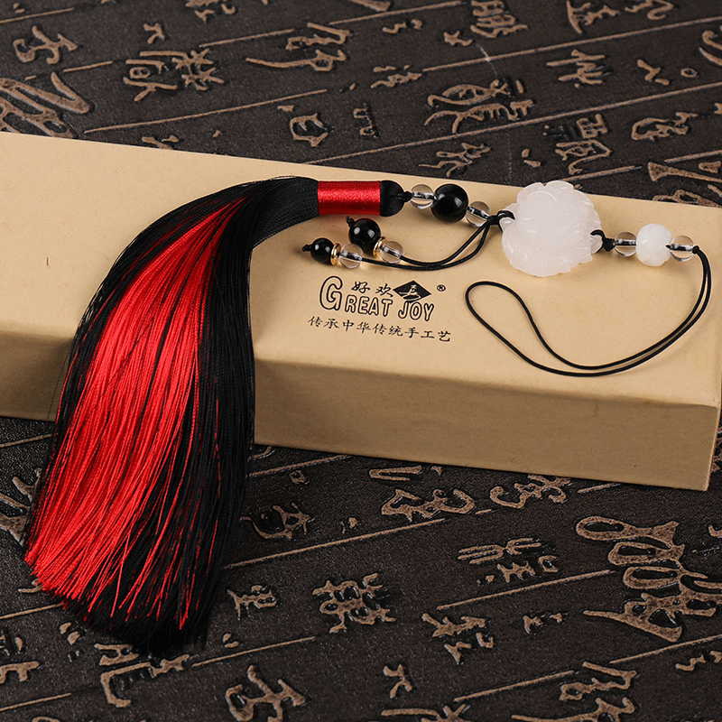 Tassel Chinese jade lotus cheongsam press lapel ancient costume Beizi buckle tassel agate pendant pendant brooch pendant