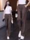 Summer Thin Ice Silk Casual Wide-Leg Pants for Women, High-Waisted, Slimming, 2026 New Style, Narrow Version, Drapey, Loose Straight-Leg Trousers