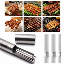 Brochetas de acero inoxidable reutilizables para barbacoa p