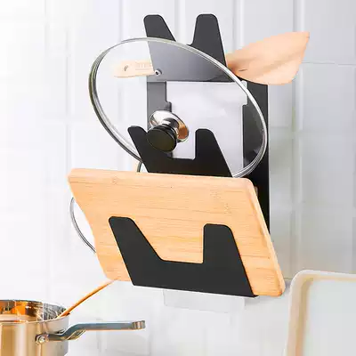 Kitchen pot cover rack adhesive plate rack hanging piece with water tray cover rack non-punching board rack wall-mounted cutting board rack