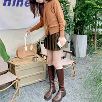However Kneecap Boots Woman 2021 Autumn Winter New Inn Wind Cavaliers Boots Round heel Heel Thick and Slim Tall Boots
