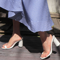  Korean version of the 2020 new summer all-match gentle fairy transparent set-toed sandals white thick-heeled high-heeled sandals women