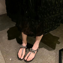 Elegant fashion fairy wind good beauty 2022 new butterfly knot water drill rough heel clip toe small fragrance sandal sandal