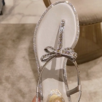 Womens shoes Water drill RC flat bottom sandals style small crowdsourced and good look at the bow tie-toed sandal women