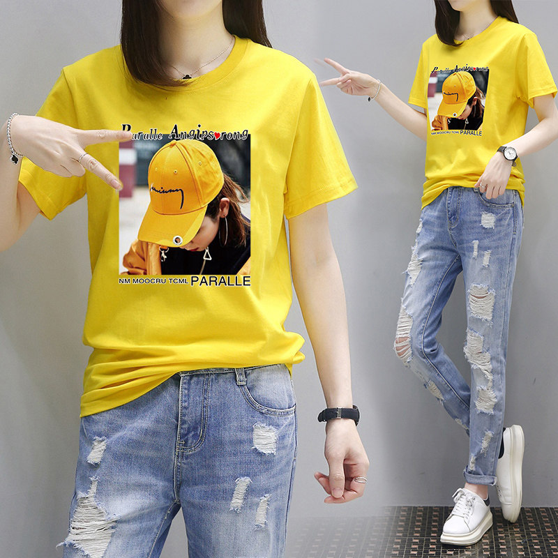 T-shirt women's 2023 summer new Dongdaemun cotton short-sleeved ins tide loose t-shirt net red bottoming shirt top