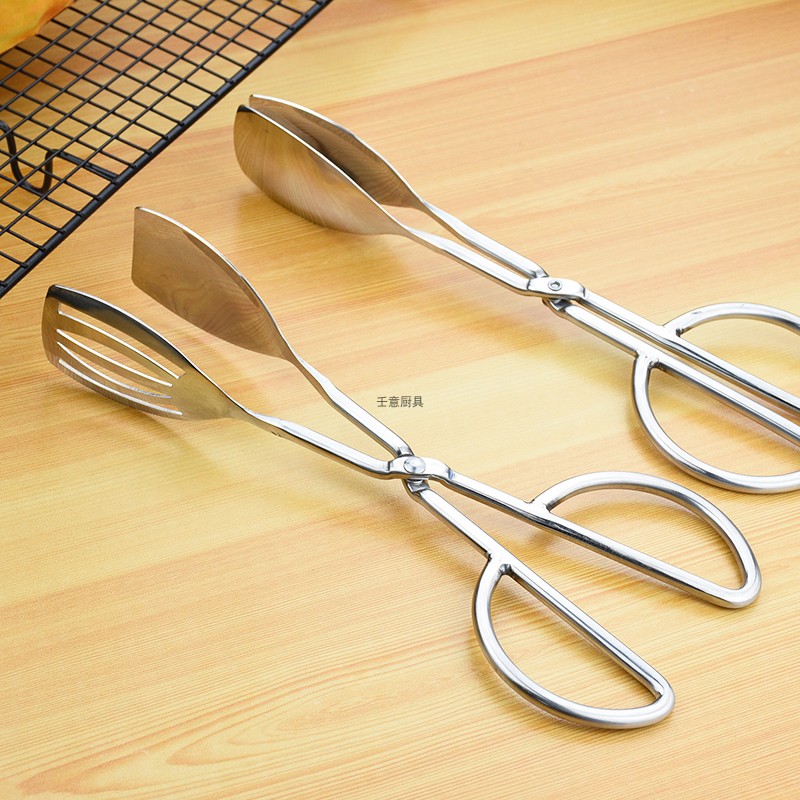 Food clip stainless steel thickened kitchen steak clip buffet clip long barbecue clip anti-hot bread salad clip