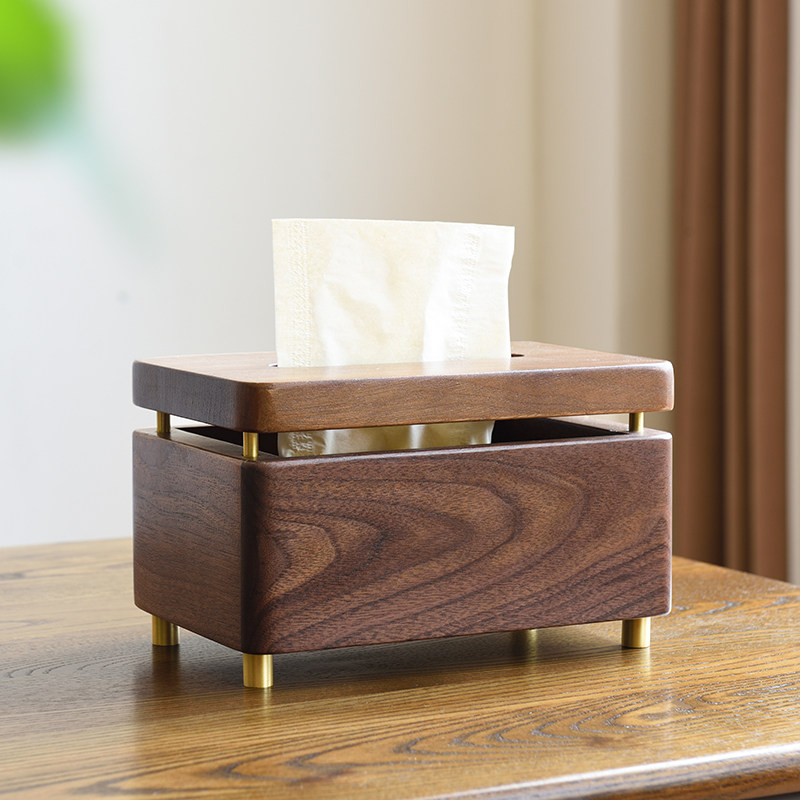 Black walnut wood tissue box light luxury wooden household living room desktop toilet toilet wall hanging wooden toilet