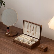 Real Wood Jewelry Containing Cartridges Lock Upscale Delicate Ring Necklace Solid Wood Makeup Tabletop Hand Ornament Containing Box
