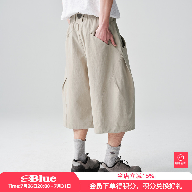 Bluemonte Structured Breathable Shorts 2026 Summer Eco-Friendly Antibacterial Deodorant Three-Quarter Length Scimitar Pants