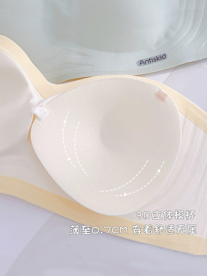 Summer Thin Underwear for Women, Strapless, Small Chest Push-Up, Bandeau Style, Seamless, Beautiful Back, Invisible, No Underwire, Cotton Padded Bra