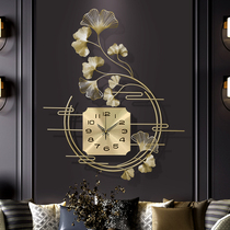 New Chinese ginkgo leaf wall clock Living room decorative clock Household simple fashion creative art hanging watch Light luxury watch