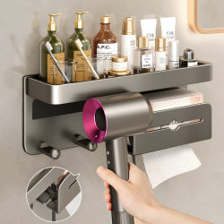 Hair dryer storage rack without punching bathroom wall-mounted hair dryer bracket bathroom hair dryer storage shelf hanger