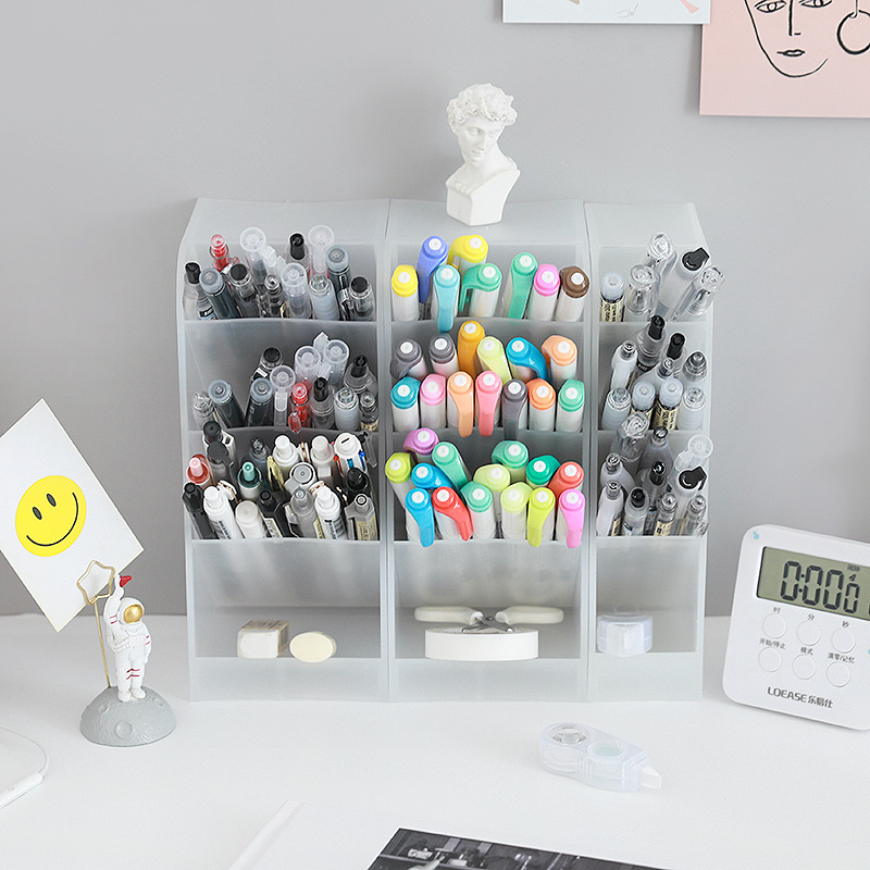 Nordic transparent personality simple Net red four-frame pen holder ins oblique student desktop storage box shake sound same model