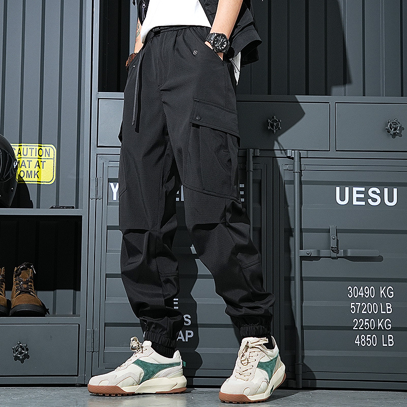Yanzheng Casual Pants for Men 2026 New Style Loose Versatile Trendy Functional Cargo Pants with Multiple Pockets Black Jogger Pants