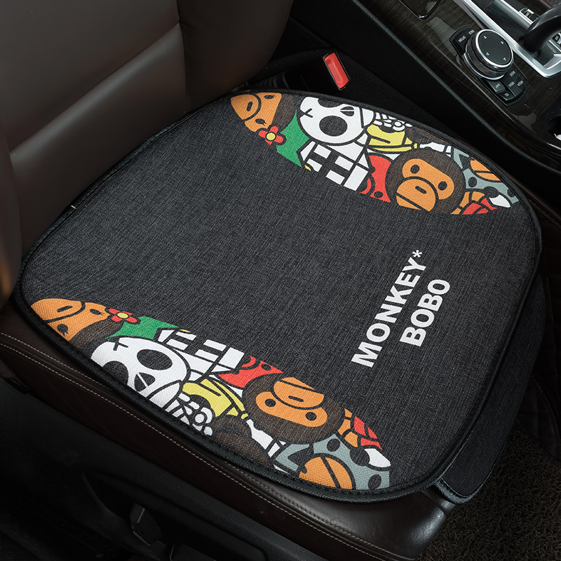 Car Cushions Monolithic Four Seasons Universal Ins Net Red Free Tying Personality Cotton Linen Three Sets Fashion Cartoon Seat Cushion Sleeve