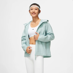 Li Ning Plush 따뜻한 스포츠 윈드 브레이커 2023 가을과 겨울 여성의 물비로 느슨한 후드가있는 재킷 AFDT652