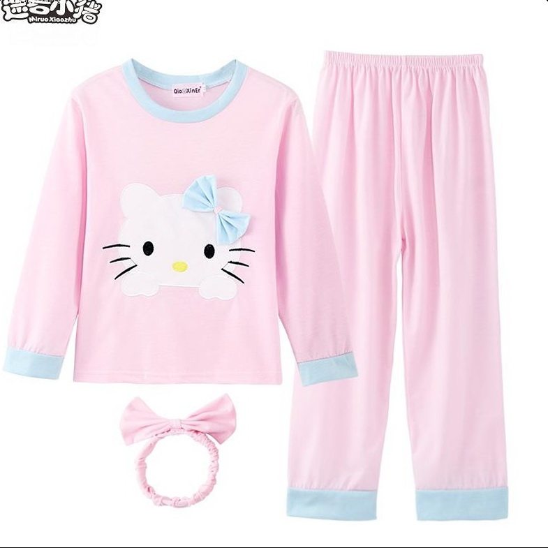 Preferred to buy children's pyjamas spring autumn winter long sleeves pure cotton cartoon suit female baby boy round neckline with small pig
