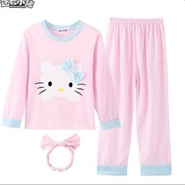Preferred to buy childrens pyjamas spring autumn winter long sleeves pure cotton cartoon suit female baby boy round neckline with small pig