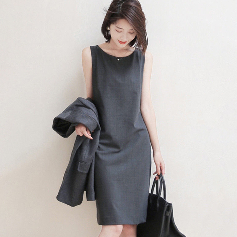 High-End Vest Dress for Women, Summer Light Mature Style, Elegant Waist-Cinching A-Line Base Dress, Niche Design Sleeveless T-Shirt Dress