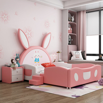 Girl childrens bed 1 2 m modern minimalist light lavish bed 1 5 m with guardrails princess bed cartoon bunny bed mattress