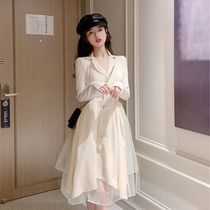 2021 new little fairy womens spring fashion spring spring autumn French retro European and American ins spring dress