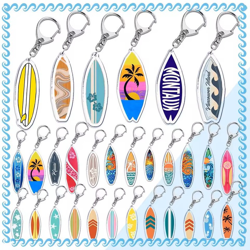 Mini Surfboard Keychain Pendant Beach Surfboard Keychain Pendant Acrylic Keychain Pendant
