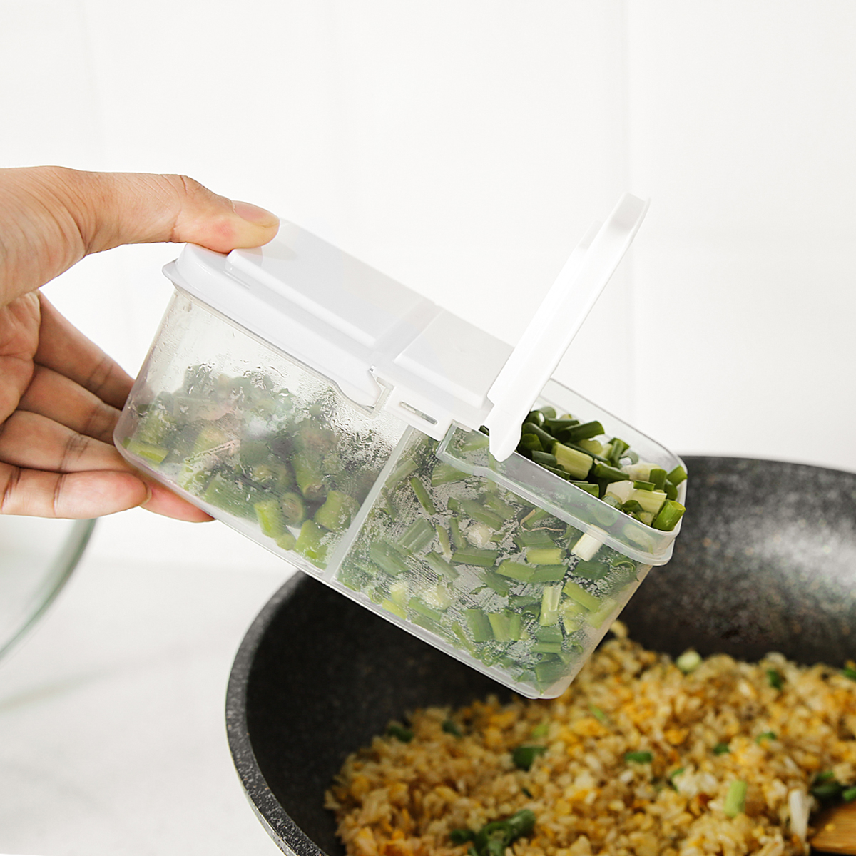 Japan Import Trumpet Flip separated ginger Garlic Freshness box Refrigerator Plastic Mini food Onion Blossom Fruit Containing box