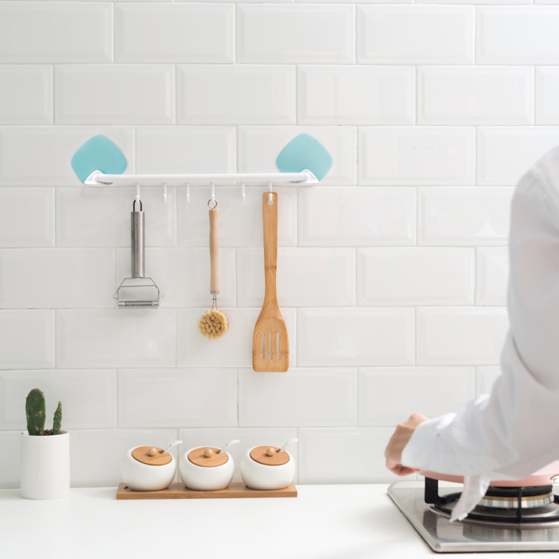 Kitchen hook towel hook free punch powder room wall strong suction cup hook bathroom seamless glue hook