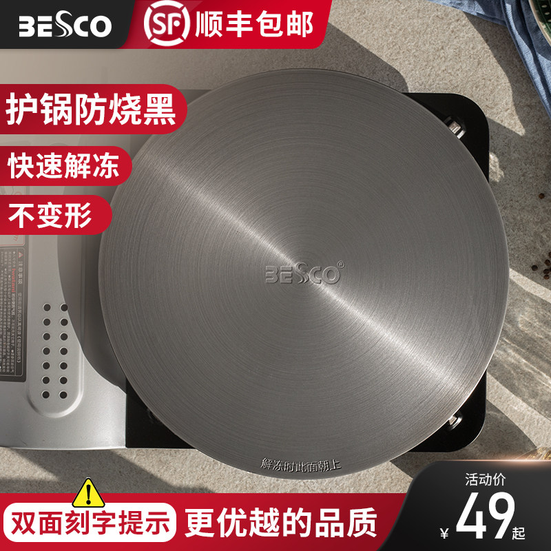 BESCO heat transfer plate Gas gas stove anti-burning black protective pot bottom defrosting plate Household enamel cast iron pot heat transfer plate