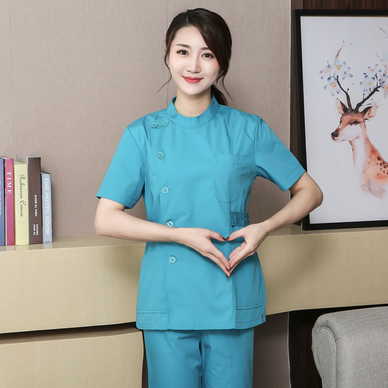 Nurse Serving Short Sleeve Summer Dress Woman Standing Collar Two-piece Style Suit Housekeeping Moon Club Beauty Medication Store Workwear Long Sleeve