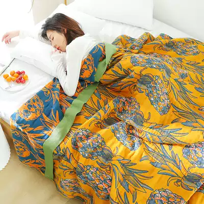Summer cotton gauze towel thickened double adult air conditioning cotton cover blanket color cotton summer cool quilt couple models