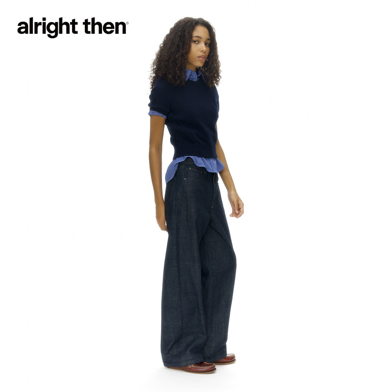 Alright Then, 076H Selvedge Raw Denim High-Waisted Straight Wide-Leg Jeans Alright Then, 076H Selvedge Raw Denim High-Waisted Straight Wide-Leg Jeans
