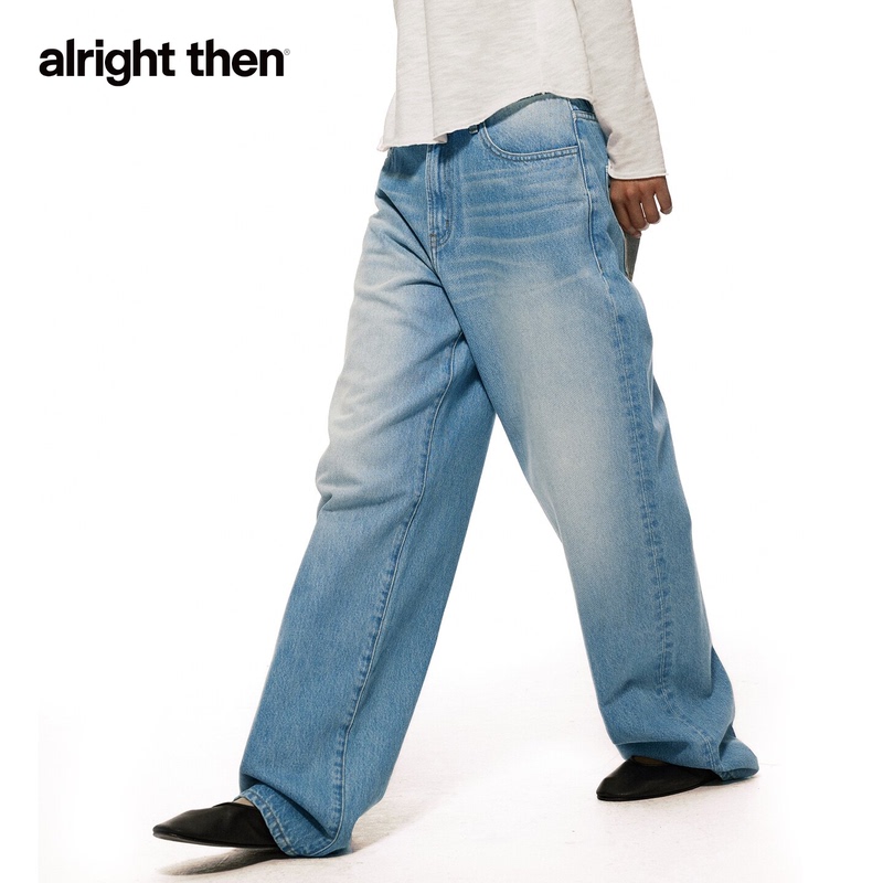 Alright Then, 2494m Loose Straight-Leg Mid-Low Waist Light Blue Jeans
