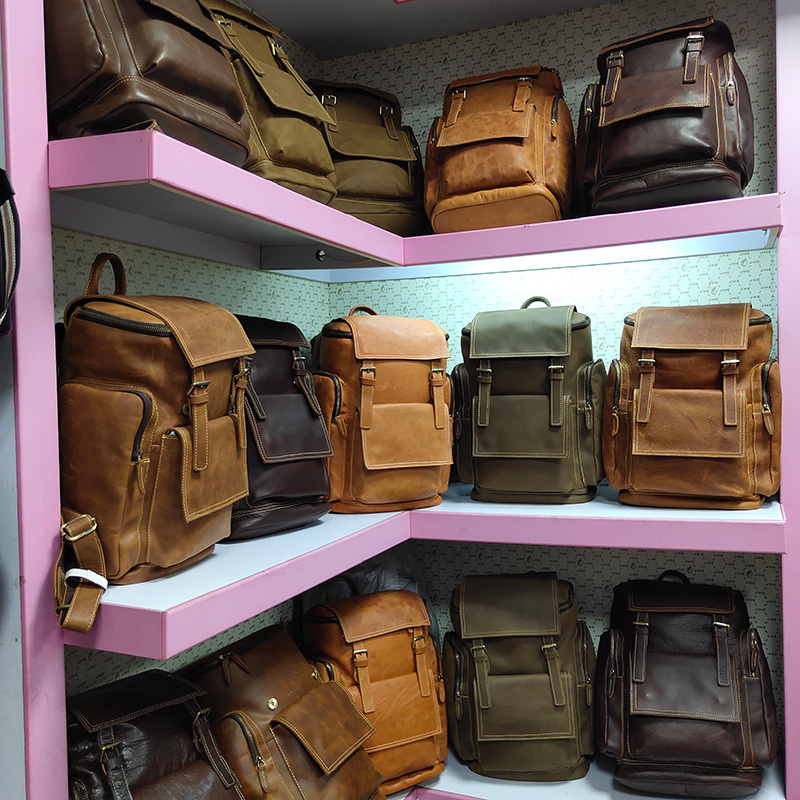 Foreign Trade Stock Genuine Leather Men's Backpack, Cut Label First Layer Cowhide, Factory Surplus Clearance, Vintage Large Capacity Backpack