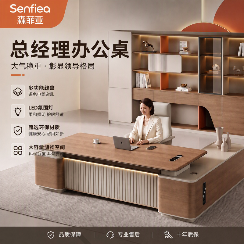 Boss Desk, Light Luxury and High-End Feel, General Manager and Chairman's Desk, Computer Desk, Simple and Modern Office Executive Desk Boss Desk, Light Luxury and High-End Feel, General Manager and Chairman's Desk, Computer Desk, Simple and Modern Office Executive Desk