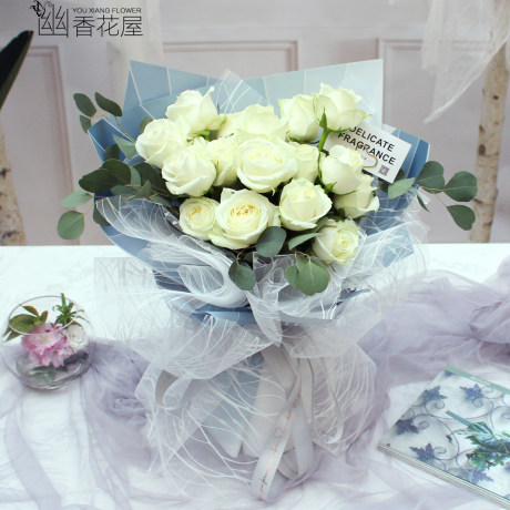 5 Valentine S Day Shanghai City Flower Delivery 19 Roses Bouquet For Girlfriend White Birthday Gift Order Flowers