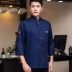 Quần áo làm việc đầu bếp thoáng khí polyester-cotton cao cấp dài tay nam mùa thu nhà hàng khách sạn phục vụ nhà bếp làm bánh quần áo đầu bếp đồng phục đầu bếp may sẵn áo bếp may sẵn 