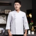 Polyester-Cotton cao cấp lưới thoáng khí áo liền quần đầu bếp ngắn tay nam mùa hè nhà hàng khách sạn nhà bếp phục vụ quần áo đầu bếp màu trắng tinh khiết đồng phục nấu ăn áo bếp nữ 