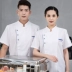 Polyester-Cotton cao cấp lưới thoáng khí áo liền quần đầu bếp ngắn tay nam mùa hè nhà hàng khách sạn nhà bếp phục vụ quần áo đầu bếp màu trắng tinh khiết đồng phục nấu ăn áo bếp nữ 